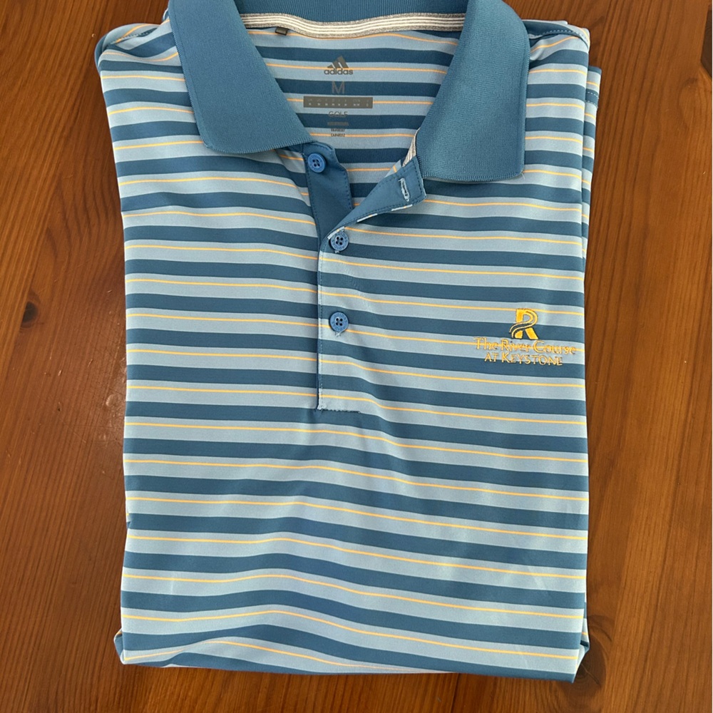 Adidas Blue Striped Golf Shirt